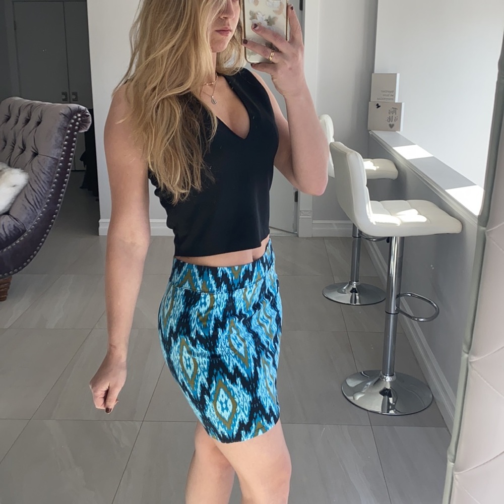 Blue Pattern Skirt - Picture 3 of 5
